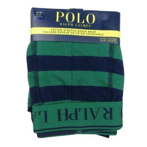 Polo Ralph Lauren Boxer Briefs Mens Size XL Green Navy Striped NEW